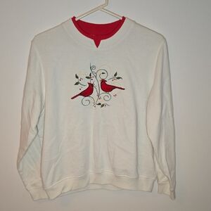 Baxter Wells Cardinal Christmas Crewneck Sweatshirt Size Large Petite